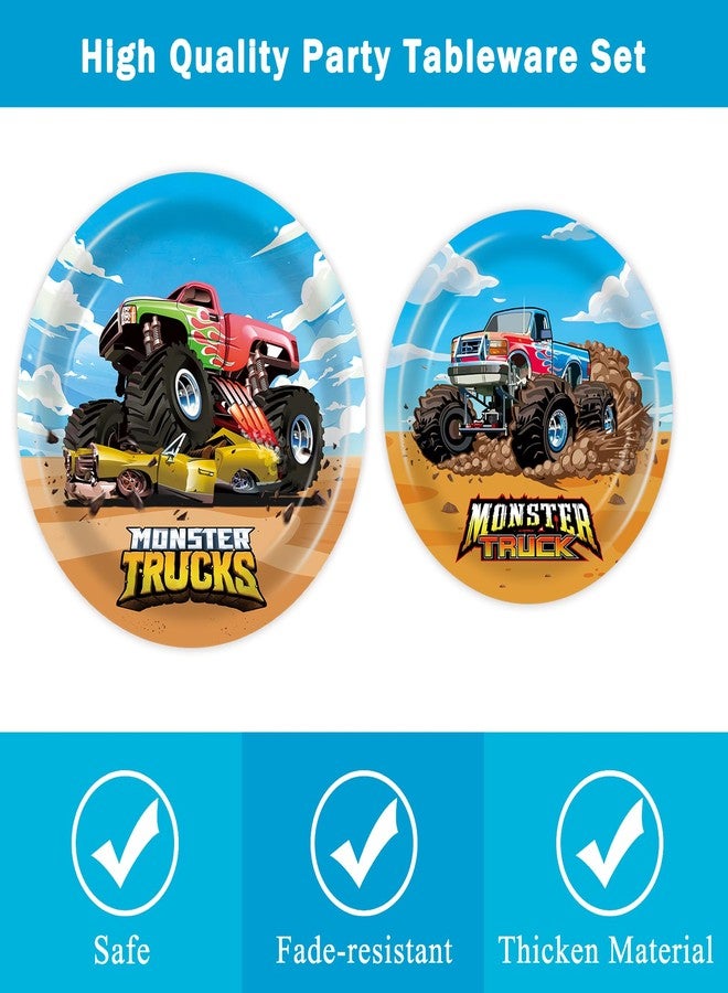 BQK 96 Pcs Monster Truck Plates and Napkins - Monster Truck Birthday Decorations and Party Supplies - Image 4